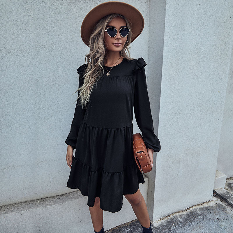 Damer Midi-klänning med volangdetaljer och voluminös kjol Mirla-Eva Jonsson