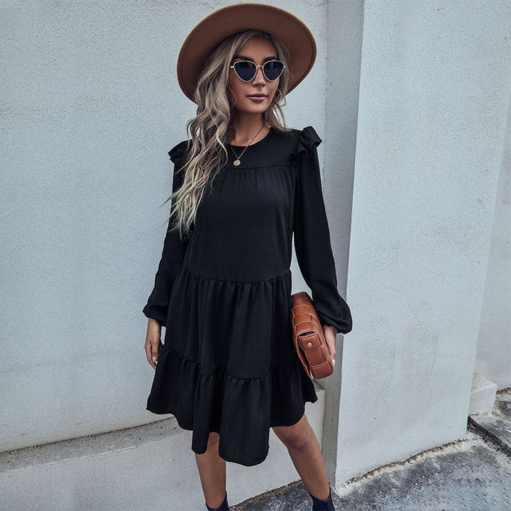 Damer Midi-klänning med volangdetaljer och voluminös kjol Mirla-Eva Jonsson