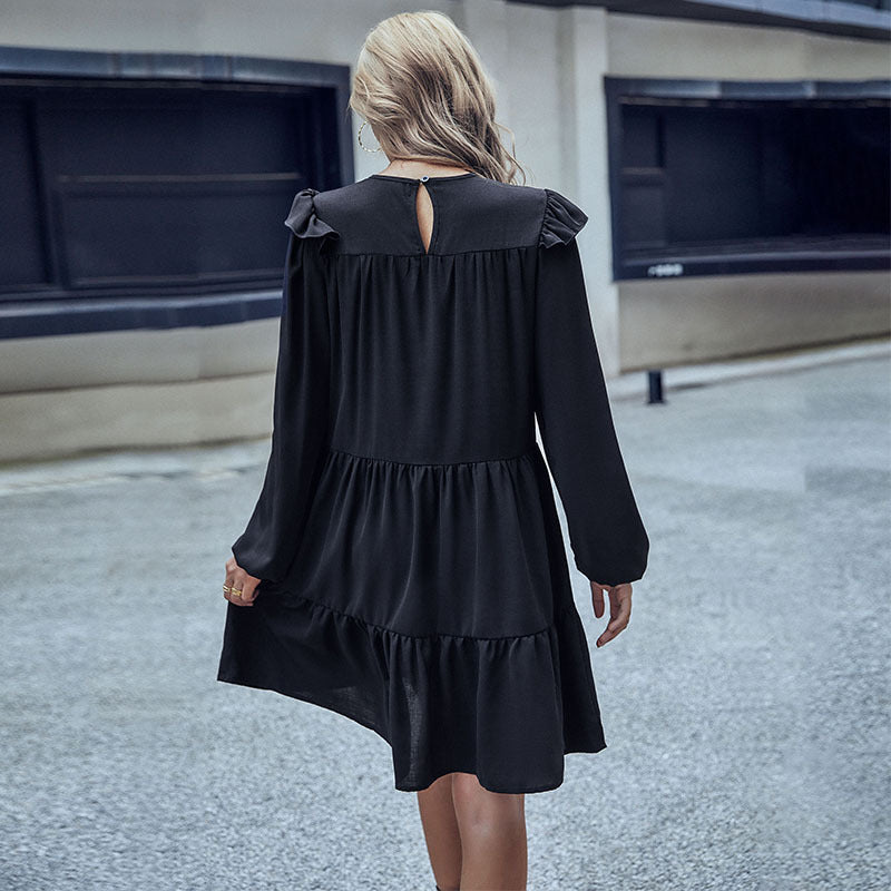Damer Midi-klänning med volangdetaljer och voluminös kjol Mirla-Eva Jonsson