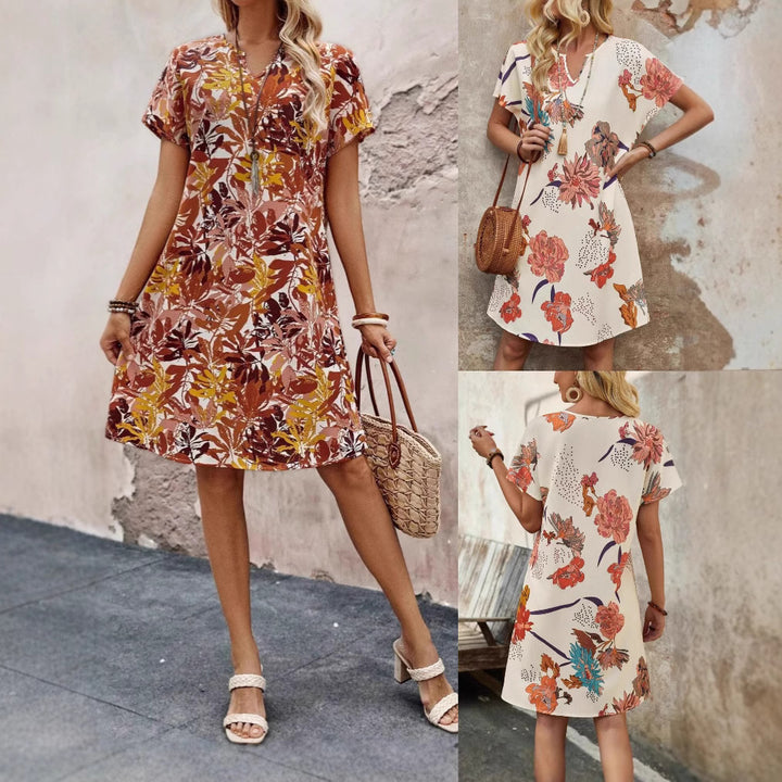 Damer Midikläder med blommönster och modern V-halsning Mirla-Eva Jonsson