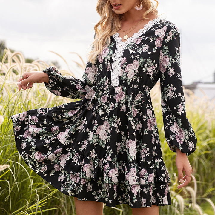 Damer Miniklänning med blommiga tryck och eleganta volangdetaljer Eva Jonsson-Eva Jonsson