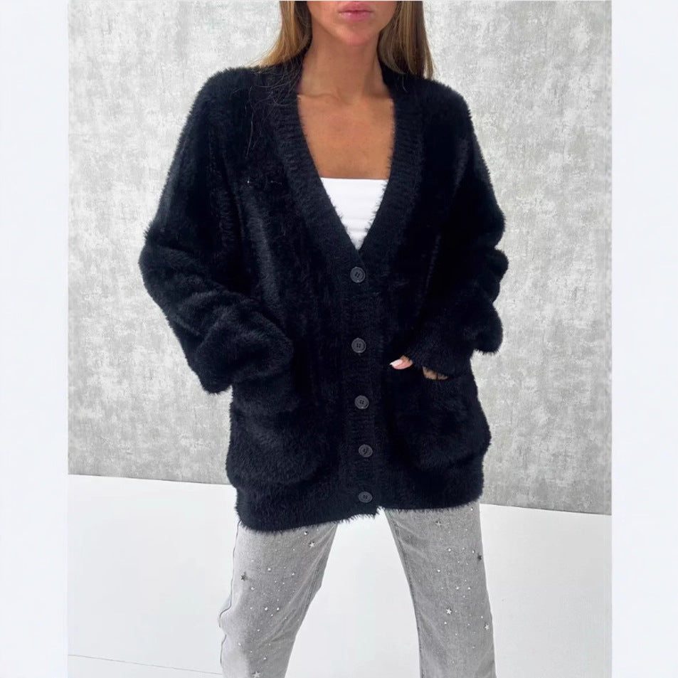 Damer Mjuk Button-Down Cardigan med lös passform Mirla-Eva Jonsson