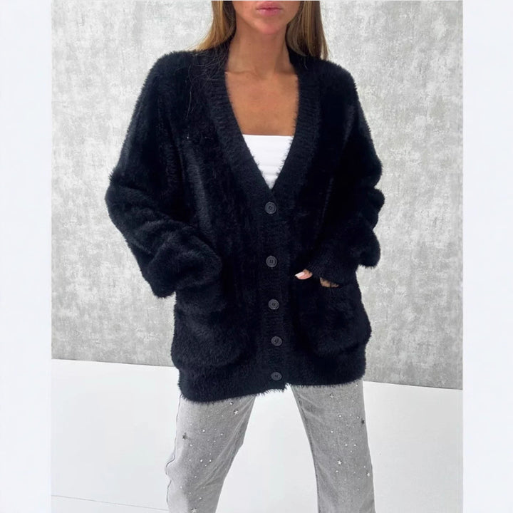 Damer Mjuk Button-Down Cardigan med lös passform Mirla-Eva Jonsson