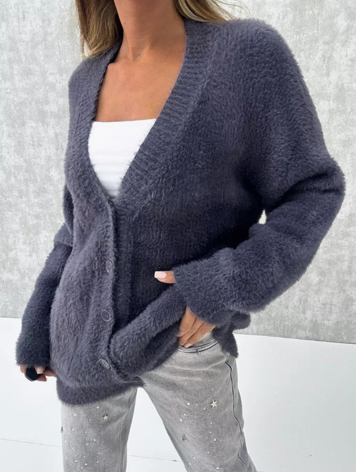 Damer Mjuk Button-Down Cardigan med lös passform Mirla-Eva Jonsson