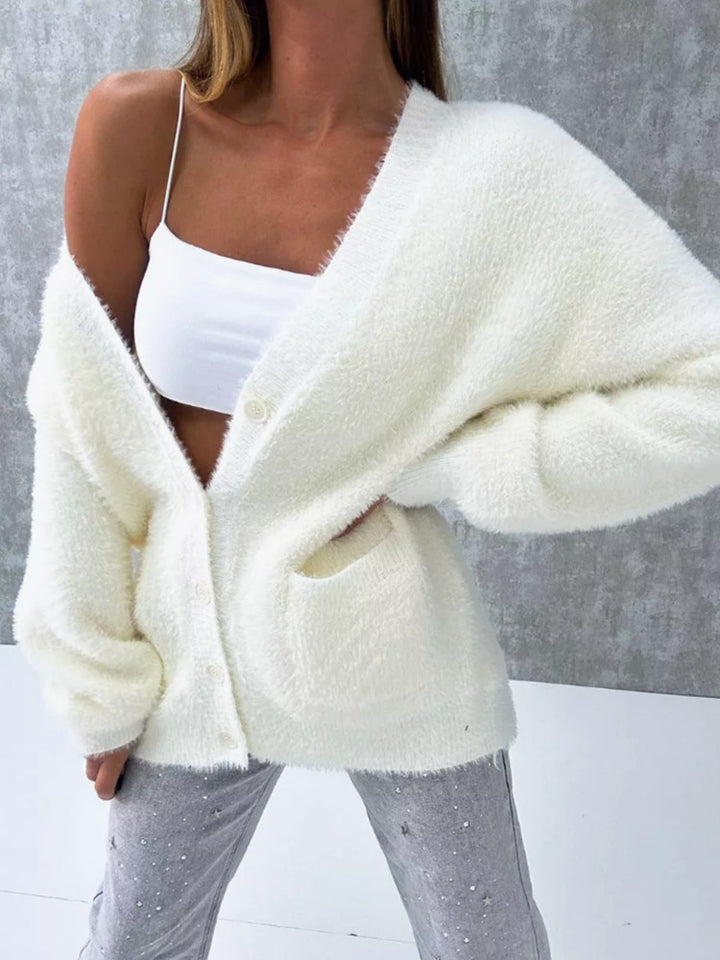 Damer Mjuk Button-Down Cardigan med lös passform Mirla-Eva Jonsson