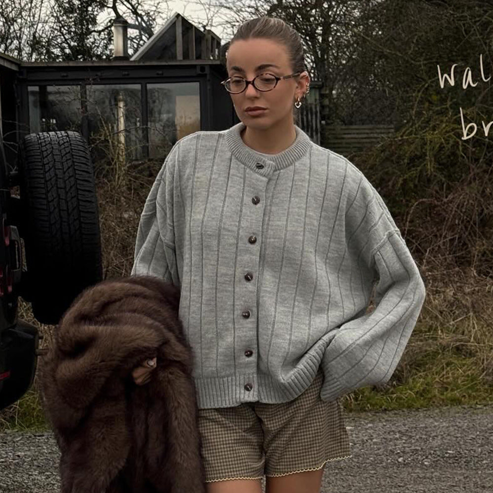 Damer Mjuk Stickade Jackor med Knappar Mirla-Eva Jonsson
