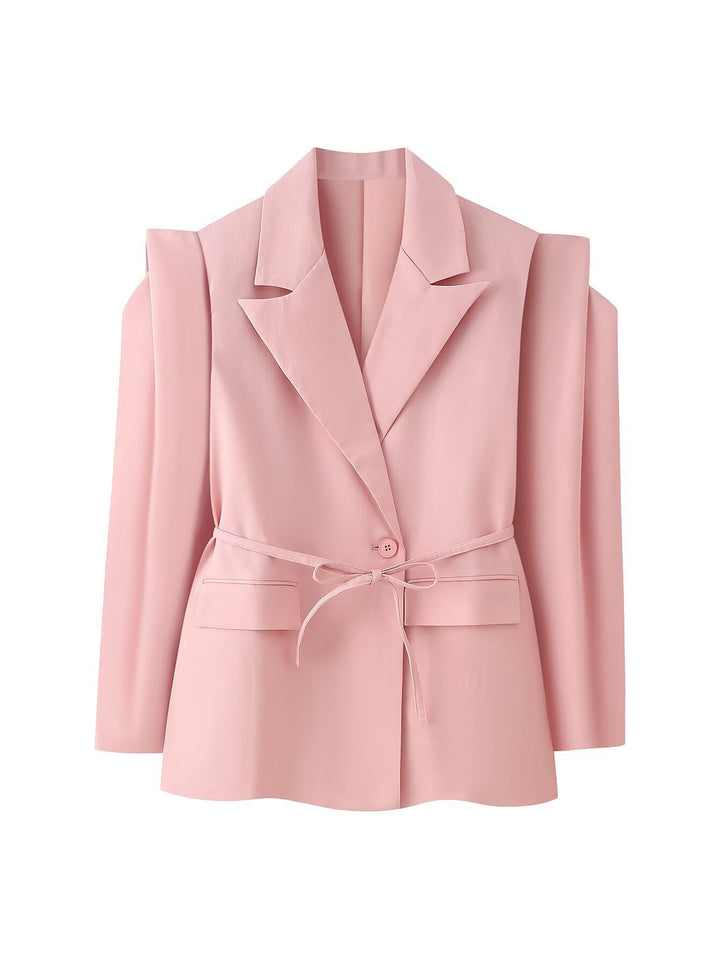 Damer Mode Blazer med asymmetrisk snitt och midjebälte Mirla-Eva Jonsson