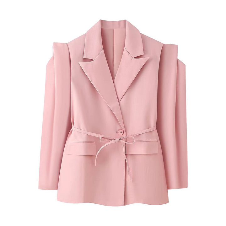 Damer Mode Blazer med asymmetrisk snitt och midjebälte Mirla-Eva Jonsson