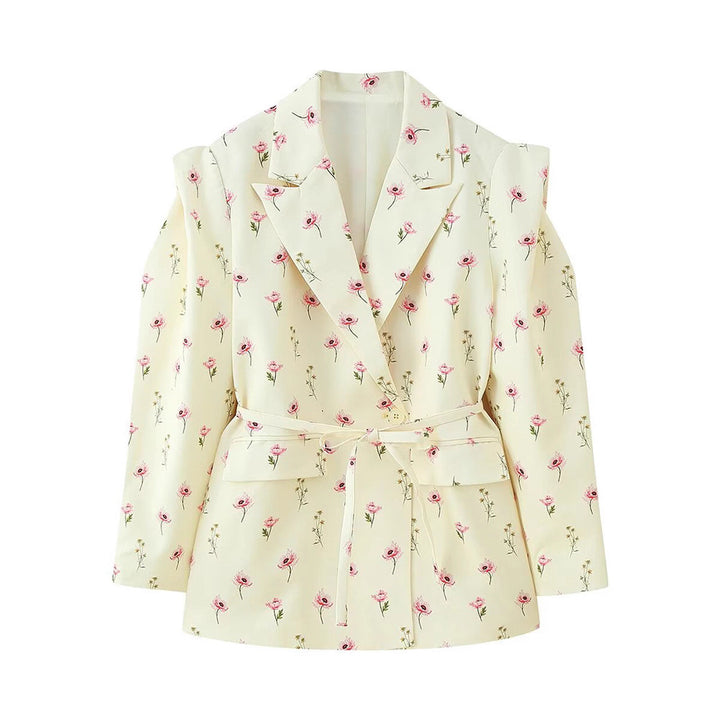 Damer Mode Blazer med asymmetrisk snitt och midjebälte Mirla-Eva Jonsson