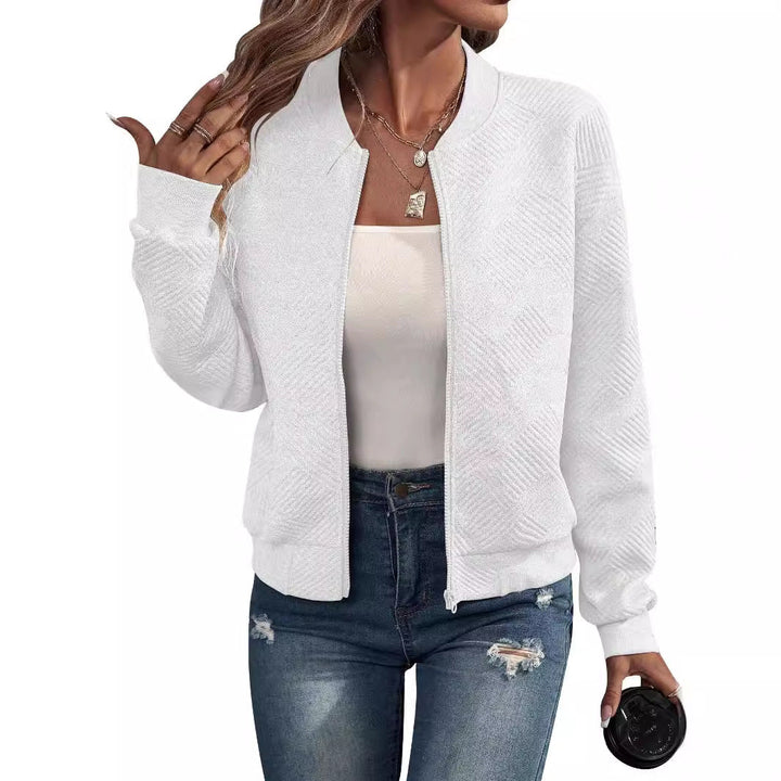 Damer Mode Bomberjacka med Strukturerad Design och Elastisk Midja Mirla-Eva Jonsson