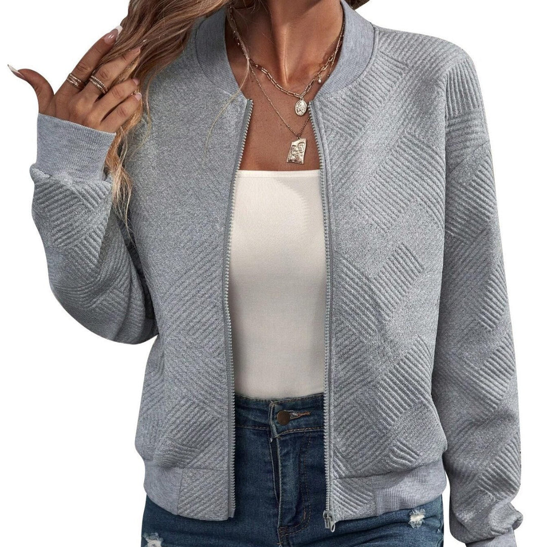 Damer Mode Bomberjacka med Strukturerad Design och Elastisk Midja Mirla-Eva Jonsson