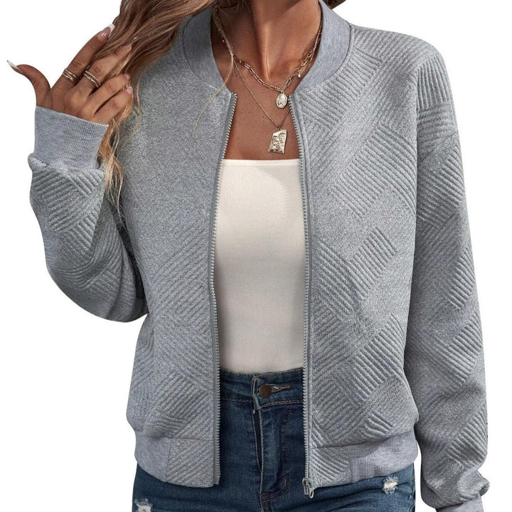 Damer Mode Bomberjacka med Strukturerad Design och Elastisk Midja Mirla-Eva Jonsson