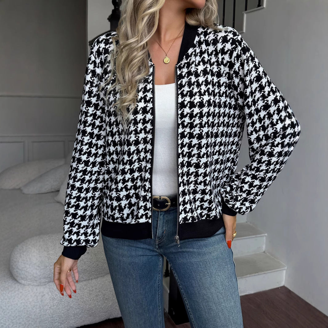 Damer Mode Bomberjacka med klassisk hönsäggsmönster Mirla-Eva Jonsson