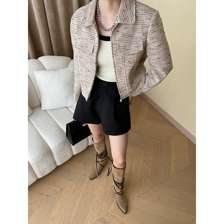 Damer Mode Boucle Jacka med Chesterfield Krage Mirla-Eva Jonsson