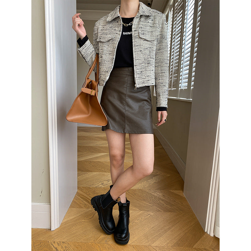 Damer Mode Boucle Jacka med Chesterfield Krage Mirla-Eva Jonsson