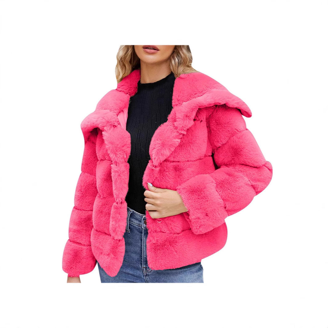 Damer Mode Hoodiejacka i konstpäls med strukturerad design Eva Jonsson-Eva Jonsson