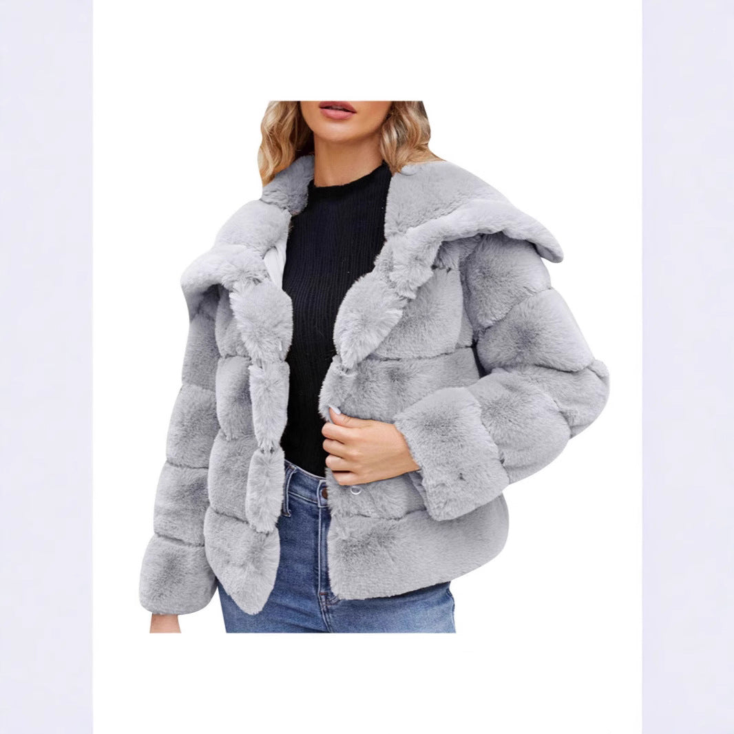 Damer Mode Hoodiejacka i konstpäls med strukturerad design Mirla-Eva Jonsson