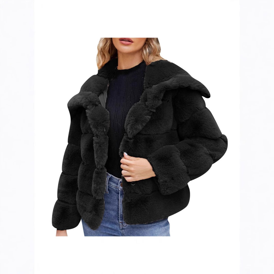 Damer Mode Hoodiejacka i konstpäls med strukturerad design Mirla-Eva Jonsson