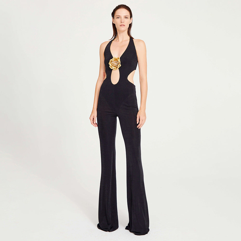 Damer Mode Jumpsuit med djup uringning och dekorativ detalj Mirla-Eva Jonsson