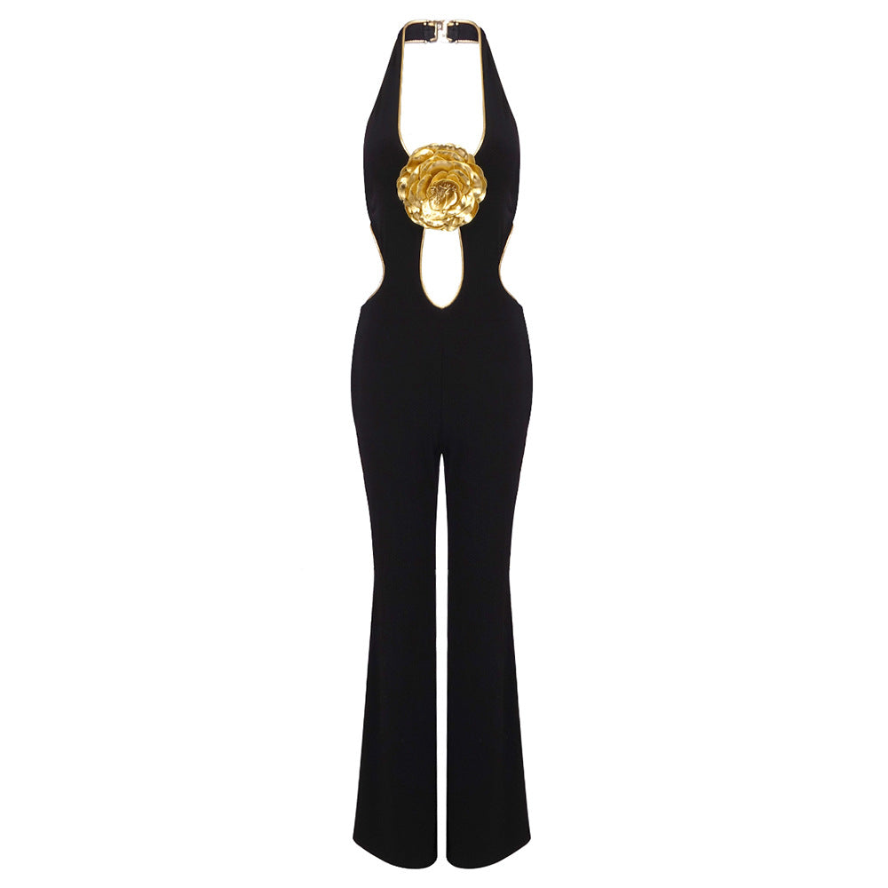 Damer Mode Jumpsuit med djup uringning och dekorativ detalj Mirla-Eva Jonsson