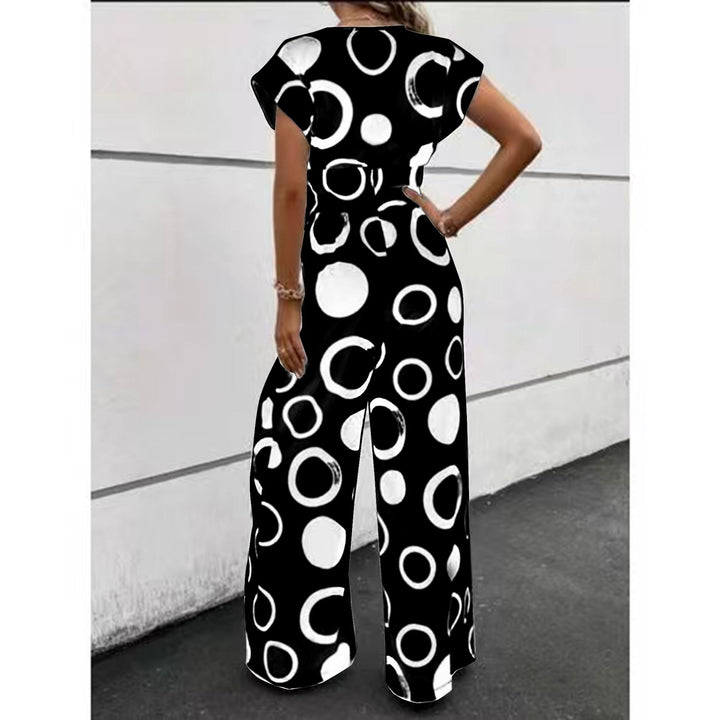 Damer Mode Jumpsuit med kort ärm och djupt V-hals Mirla-Eva Jonsson