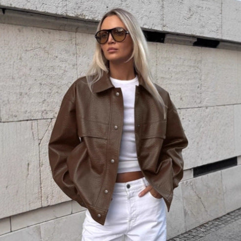 Damer Mode Konstläderjacka i avslappnad Oversized-snitt Mirla-Eva Jonsson
