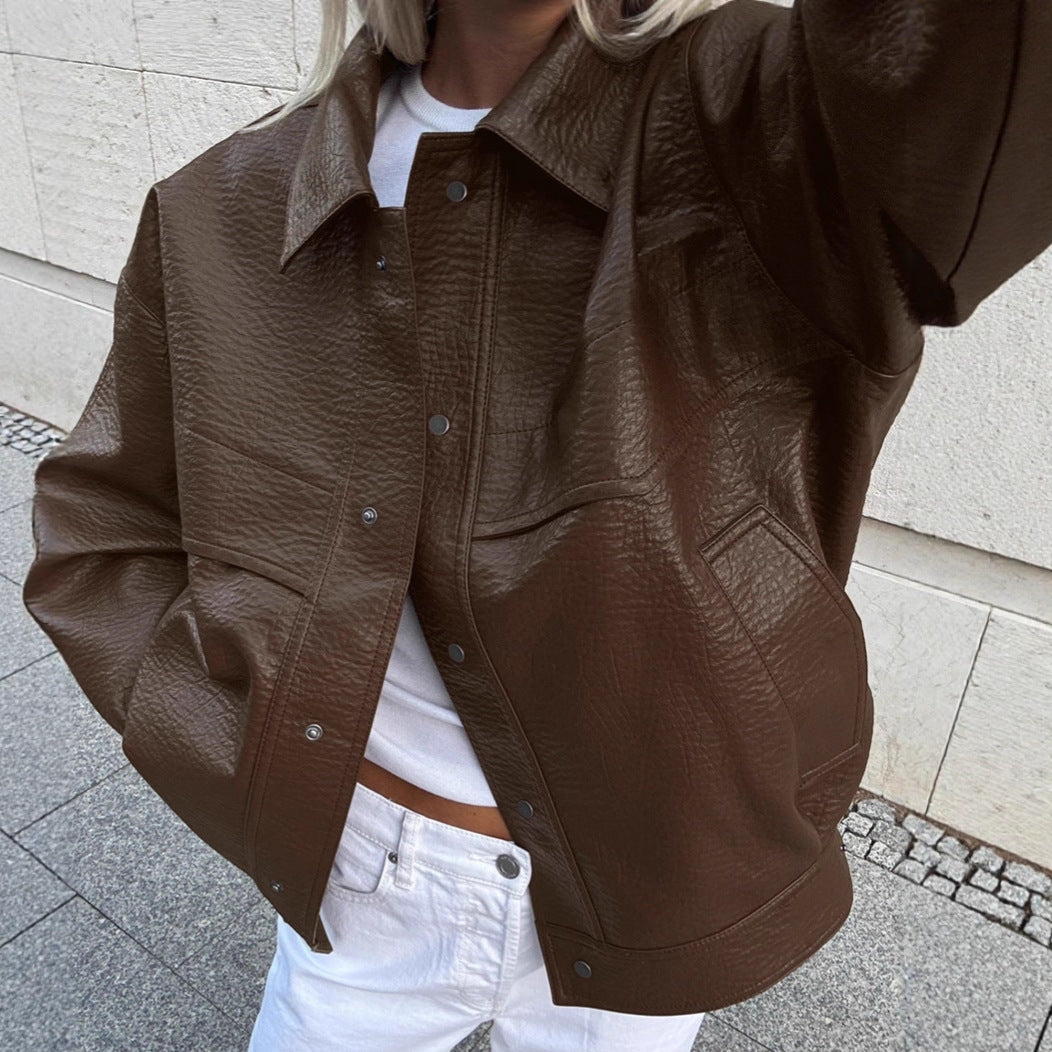 Damer Mode Konstläderjacka i avslappnad Oversized-snitt Mirla-Eva Jonsson