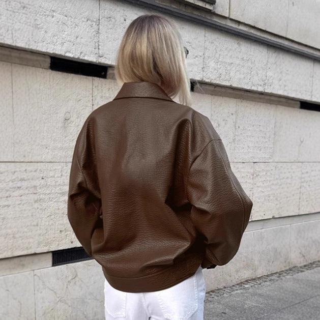 Damer Mode Konstläderjacka i avslappnad Oversized-snitt Mirla-Eva Jonsson