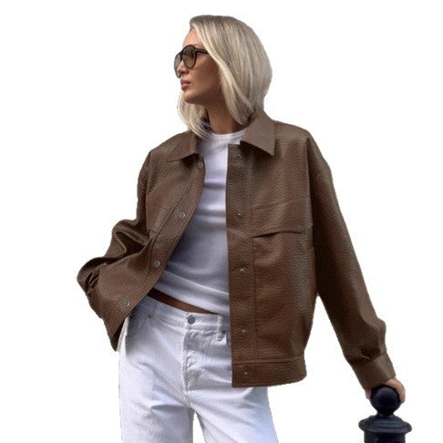 Damer Mode Konstläderjacka i avslappnad Oversized-snitt Mirla-Eva Jonsson