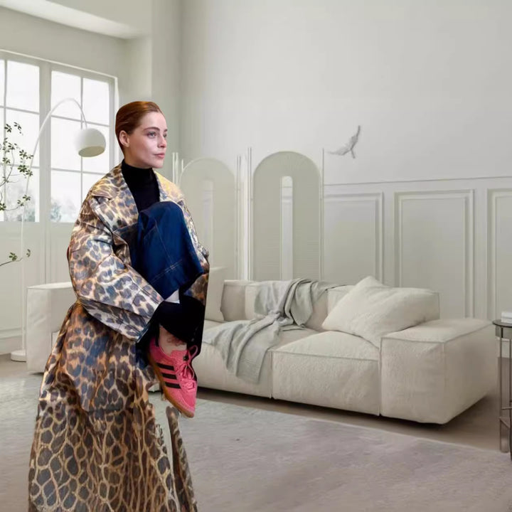 Damer Mode Leo-mönstrad Trenchjacka Eva Jonsson-Eva Jonsson