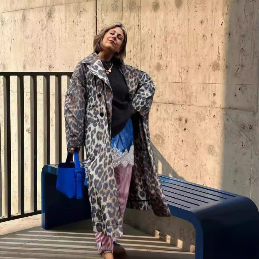 Damer Mode Leo-mönstrad Trenchjacka Eva Jonsson-Eva Jonsson