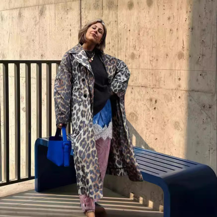 Damer Mode Leo-mönstrad Trenchjacka Eva Jonsson-Eva Jonsson