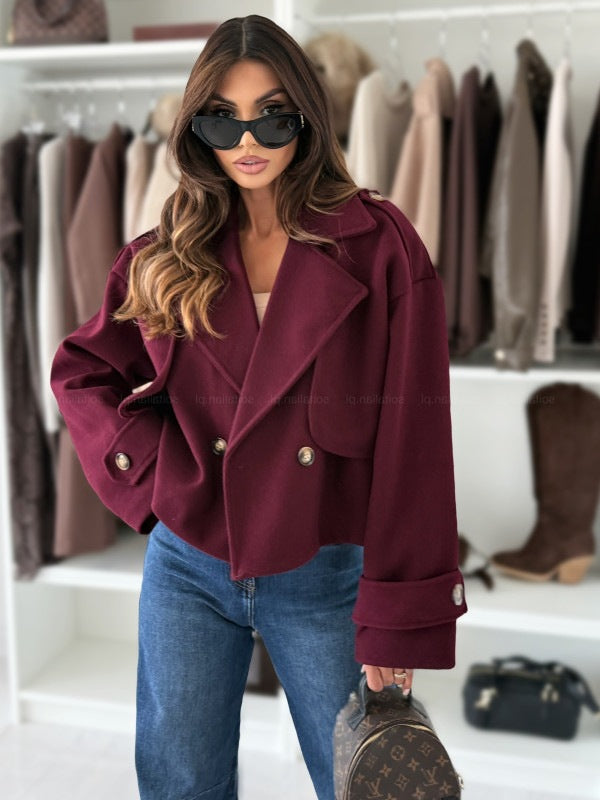 Damer Mode Oversized Jacka med Reverskrage och stora knappar Eva Jonsson-Eva Jonsson
