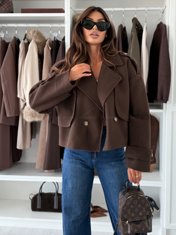 Damer Mode Oversized Jacka med Reverskrage och stora knappar Eva Jonsson-Eva Jonsson