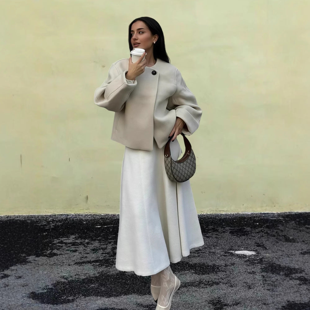 Damer Mode Oversized Ulljacka med stiliga knappp detaljer Eva Jonsson-Eva Jonsson