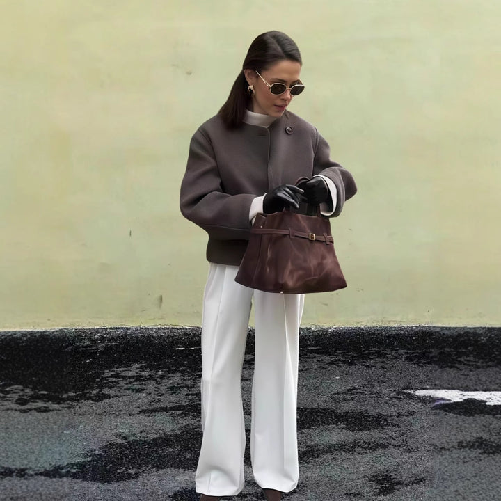 Damer Mode Oversized Ulljacka med stiliga knappp detaljer Eva Jonsson-Eva Jonsson