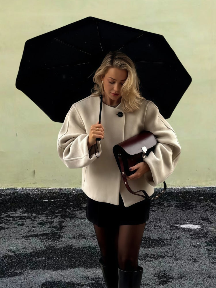 Damer Mode Oversized Ulljacka med stiliga knappp detaljer Eva Jonsson-Eva Jonsson