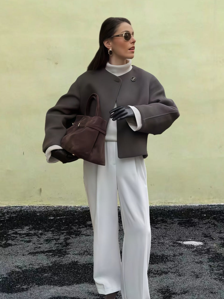 Damer Mode Oversized Ulljacka med stiliga knappp detaljer Eva Jonsson-Eva Jonsson