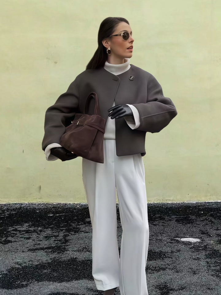 Damer Mode Oversized Ulljacka med stiliga knappp detaljer Eva Jonsson-Eva Jonsson