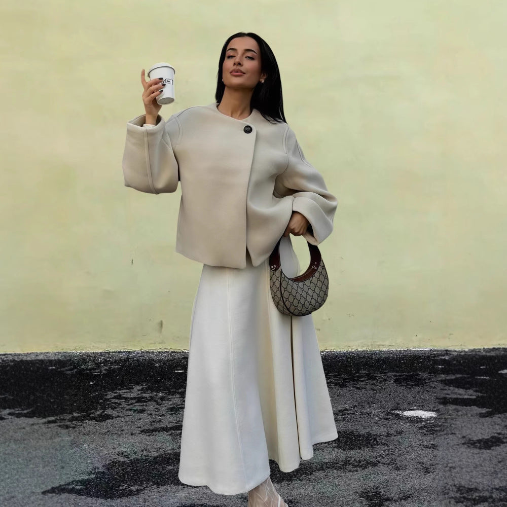 Damer Mode Oversized Ulljacka med stiliga knappp detaljer Eva Jonsson-Eva Jonsson