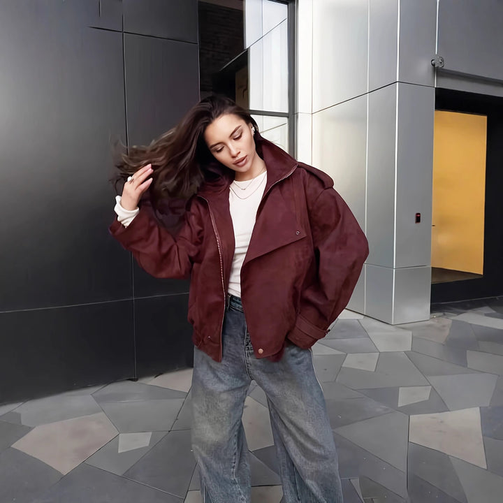 Damer Mode Oversized-jacka med hög krage och asymmetrisk skärning Mirla-Eva Jonsson