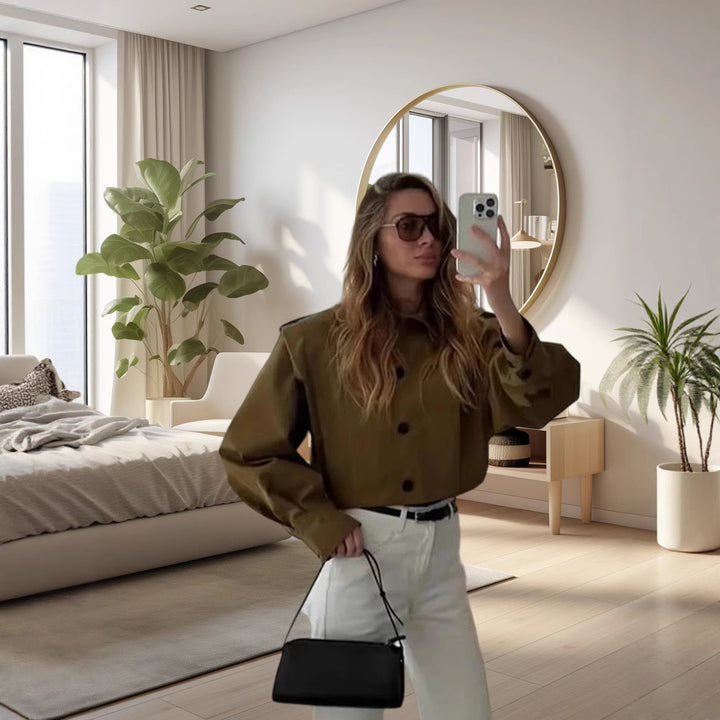 Damer Mode Oversized-jacka med strukturerade ärmar och knappdetalj Mirla-Eva Jonsson