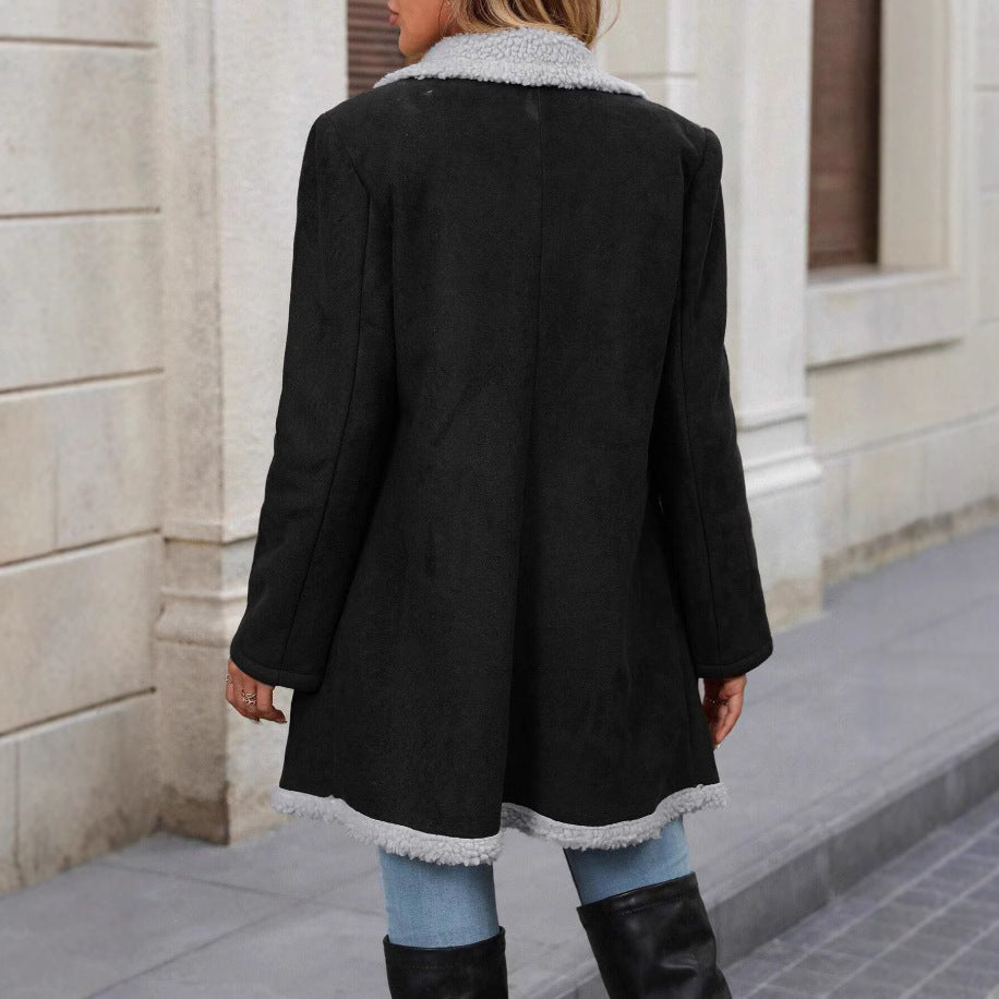 Damer Mode Oversized-jacka med teddyfoder och dubbel knapplist Eva Jonsson-Eva Jonsson