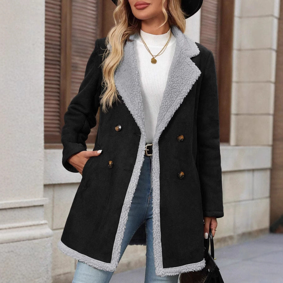 Damer Mode Oversized-jacka med teddyfoder och dubbel knapplist Eva Jonsson-Eva Jonsson