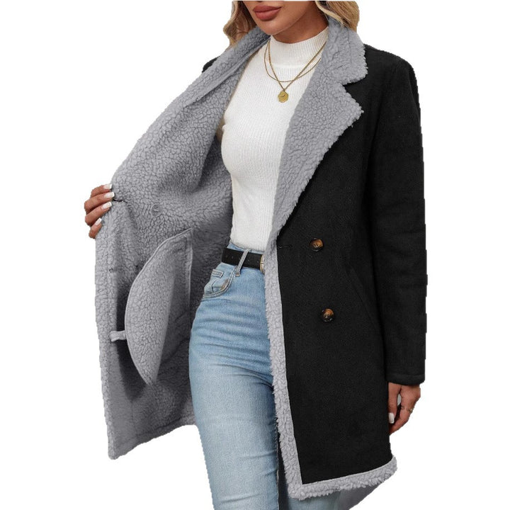 Damer Mode Oversized-jacka med teddyfoder och dubbel knapplist Eva Jonsson-Eva Jonsson