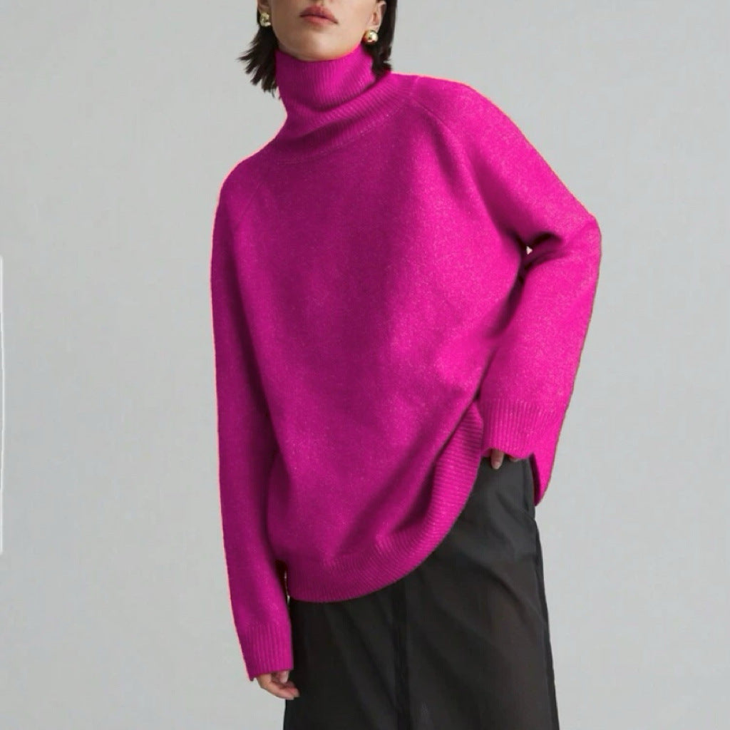 Damer Mode Rullkragepullover med Oversized-passform och fin struktur Eva Jonsson-Eva Jonsson