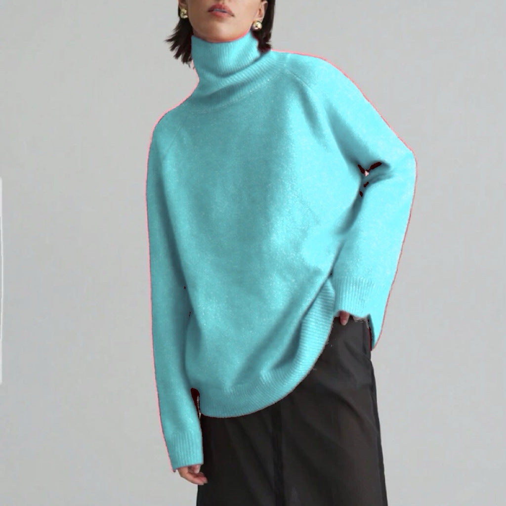 Damer Mode Rullkragepullover med Oversized-passform och fin struktur Eva Jonsson-Eva Jonsson