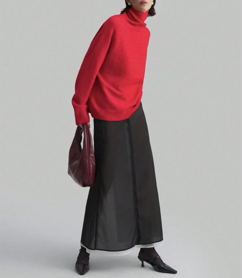 Damer Mode Rullkragepullover med Oversized-passform och fin struktur Eva Jonsson-Eva Jonsson