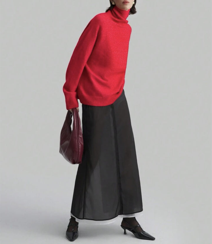 Damer Mode Rullkragepullover med Oversized-passform och fin struktur Eva Jonsson-Eva Jonsson
