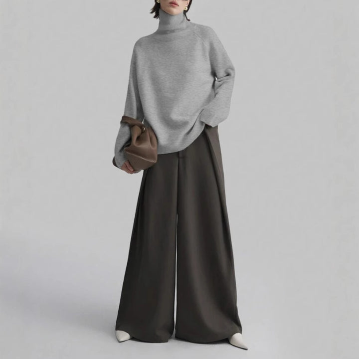 Damer Mode Rullkragepullover med Oversized-passform och fin struktur Eva Jonsson-Eva Jonsson